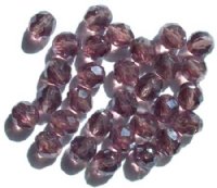 25 8mm Faceted Transparent Light Amethyst Lustre Firepolish Beads